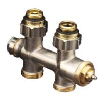 Присоединительная арматура Oventrop Multiblock T, проходная, 3/4", 1/2", НН, цвет-никелированный, с преднастройкой