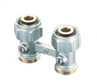Узел Oventrop Multiflex F, прямой H-образный, 3/4" х 3/4", Н ЕК-НГ ЕК, никелированный, ZB