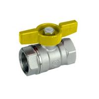 Кран шаровой Giacomini R251D, 3/8", ВВ, ручка-бабочка жёлтая, хромированный (R251X022)
