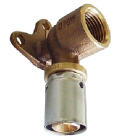 Угольник прессовый Oventrop 90гр. Д В, 20 x 2,5 x 3/4", бронза (RX), короткий, с креплением