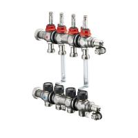 Коллектор Oventrop, 1", Multidis SF 3, выход-3/4" ЕК, нержавеющая сталь, со встроенными ротаметрами 0-5 л/мин. на подаче